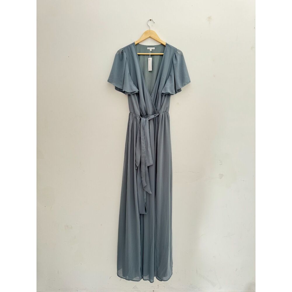 NWT Baltic Born Kristina Slate Blue Flutter Sleeve Maxi Dress 2XL Plus Size